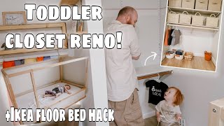 TODDLER CLOSET MAKEOVER! +Montessori Floor Bed Hack!