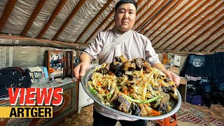 The Perfect TSUIVAN with Beef Ribs - Damn Delicious Fried Noodle! Mongolian Village Life | Views