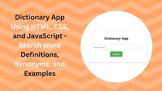 Dictionary App with HTML, CSS, and JavaScript | Step-by-Step Guide 📖🔤