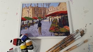 Learn To Paint TV E92 "Aix En Provence Market Place" Beginners Acrylic Painting