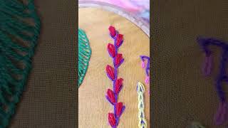 Easy fether \u0026 chain stitch broder  #youtubevideos#viralvideos#handembroidery#videos#basicstitch