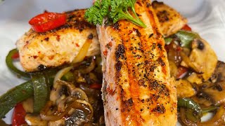 SALMON PAN FRIED WITH BUTTER \u0026 VEGETABLES || QUICK RECIPE || SPARKLES KITCHEN