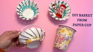 paper cup basket DIY how to make easy basket from paper cup for Wedding, Easter giveaways papercraft