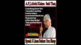 Speak 3 Lines Before You Sleep || APJ Abdul Kalam Motivational Quotes || APJ Abdul Kalam Speech.