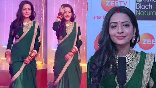 Rishton Ka Manjha Diya aka Aanchal Goswami Beautiful In Green Saree At Zee Rishtey Awards 2022