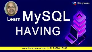 Group by and Having Clause in SQL | SQL Tutorial | Harisystems