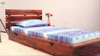 Single Beds - Buy Dwayne Single Bed (Honey Finish) Online @ Wooden Street