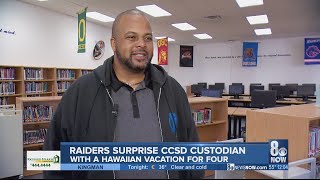 Raiders alumni surprise local school custodian with trip of a lifetime