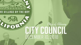 Albany City Council: Special Meeting - Dec 10, 2018