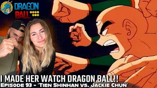 TIEN'S AWESOME BATTLE AGAINST ROSHI!! Girlfriend's Reaction Original DB Episode 93