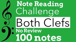 100 notes. 2 seconds to name each note. 1 per slide. Grand Staff No. 1. Fun Challenge. No Review.