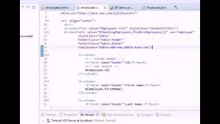 JSF and JDBC eclipse project #3 - Adding JSF data table and backing bean to a JSF View