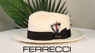 Ferrecci 100% Australian Wool White/Black Crushable Fedora Hat