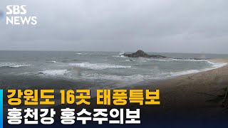 강원도 16곳 태풍특보 '예의주시'…홍천강 홍수주의보 / SBS