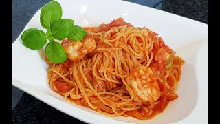 Garlic Shrimp Spaghetti in 5 minutes Recipe  蒜香鲜虾意面