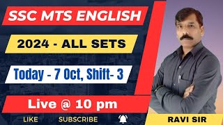 SSC MTS ENGLISH - 2024 // All Sets - PYQs Discussion // 7 October, 2024, Shift- 3