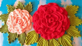 طريقة عمل ورقة شجر مميزة وسهلة لمفرش الوردة العملاقة ج2  🌺🍁🍀☘🌱crochet leaves easily