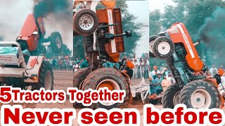 5 ਟਰੈਕਟਰਾਂ ਨਾਲ ਸਟੰਟ| Stunt with 5 tractors | Happy Mahla Stunt in Pakho Kalan|