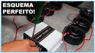 Como instalar 4 Cornetas e 2 Super Tweeters em Módulo 4 Canais + REGULAGENS