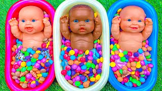 3 Minutes Satisfying Video | Mixing Funny Candy ASMR \u0026 Make Up in 3 Bathtubs with Magic M\u0026M's Slime