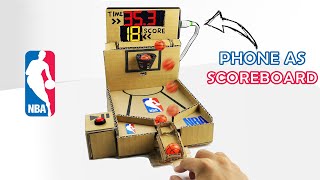 How to make Basketball Arcade Machine with cardboard(phone as scoreboard)