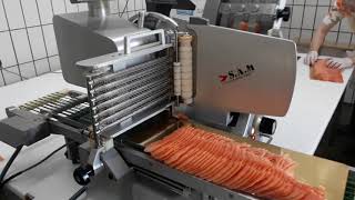 Fish slicer working since 20 years / SAM 308CS / salmon slicing