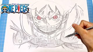 【イラスト】(ワンピース)ギア5ルフィの描き方！簡単なイラストの描き方！イラストメイキングDrawing One Piece  Art