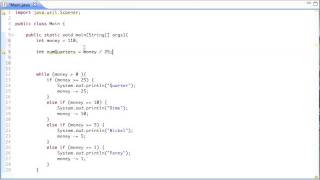 Java Loops Example Code: Making change: A Tutorial