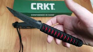 CRKT OBAKE RED AND BLACK RAYSKIN HANDLE WITH TINI FIXED BLADE NECK KNIFE 2367R