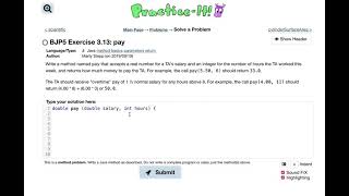 Exercise 3.13 (pay) Java Tutorial || Practice-It