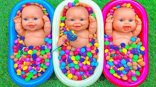 4 Minutes Satisfying Video | Mixing Funny Candy ASMR \u0026 Make Up in 3 Bathtubs with Magic M\u0026M's Slime