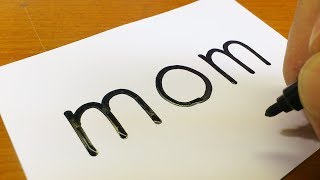 How to turn words MOM into a Cartoon - Drawing in memory of happy mother's day