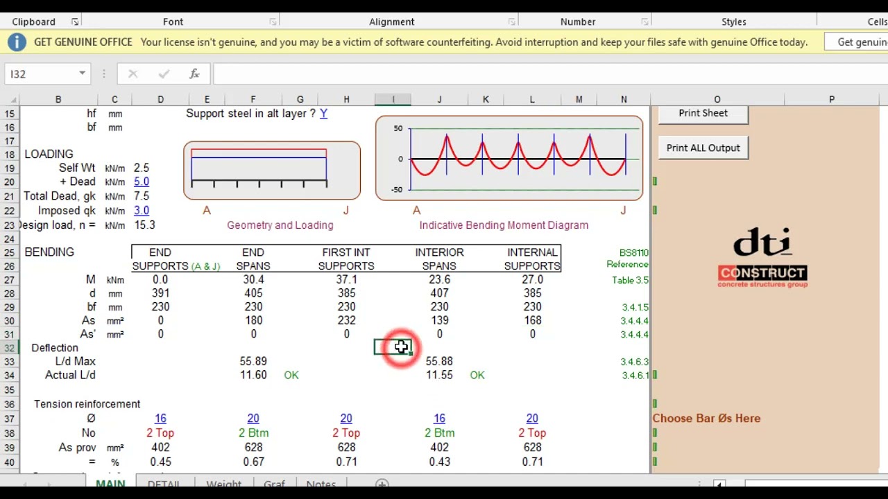 Continuous Beam Excel Spreadsheet Template Free Infoupdate Org