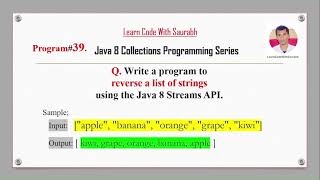 Java Interview Questions and Answers Q39 Reverse a List of Strings using Java 8 Stream API