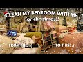 CLEAN MY BEDROOM WITH ME FOR CHRISTMAS!! cozy, motivating cleaning🎄🎅 🤍 || VLOGMAS DAY 16