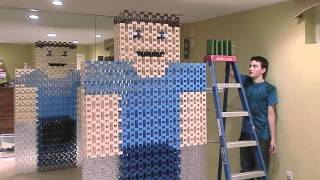 Lifesize Minecraft Steve out of Dominoes... Kinda