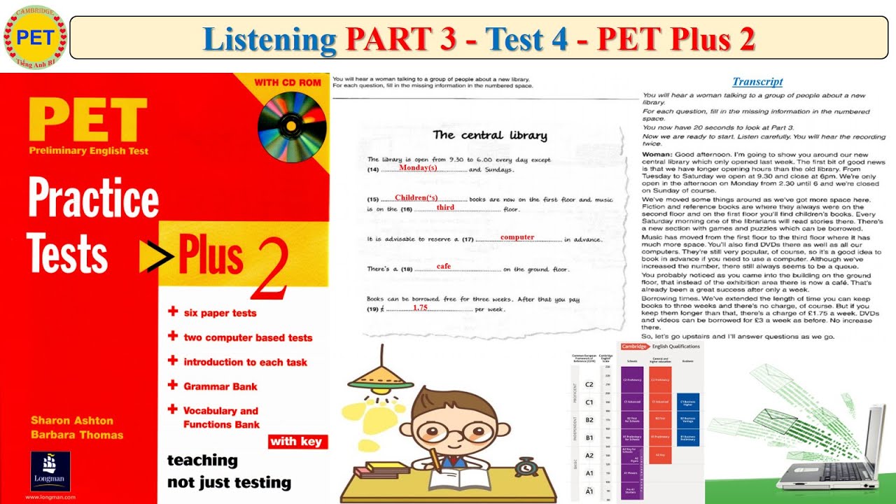 Pet Plus 2 Listening Part 3 Test 4 Transcript Key Youtube