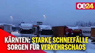 Kärnten: Starke Schneefälle sorgen für Verkehrschaos