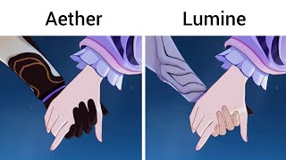 Aether vs Lumine Handholding Scene 😭