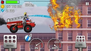 Hill Climb Racing - FIRE TRUCK on ROOFTOPS | GamePlay