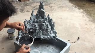 DIY for making aquariums, rockery with cement and foam, waterfall