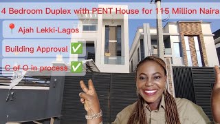 SPACIOUS AND AFFORDABLE 4 BEDROOM WITH PENT HOUSE FOR SALE IN AJAH LEKKI-LAGOS#houseforsale #youtube