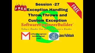 #27 Session -27#course #Core Java || FullStack # Exception Handling# throw#throws #Custom Exception