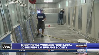 Sheet metal workers from local 20 helping T.H. humane society