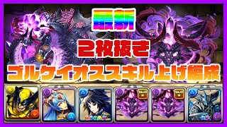 【パズドラ】２枚抜きゴルケイオススキル上げ編成紹介＆全パターン立ち回り記載！！