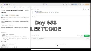 Day 658: LeetCode Problem 1221. Split a String in Balanced Strings - Swift