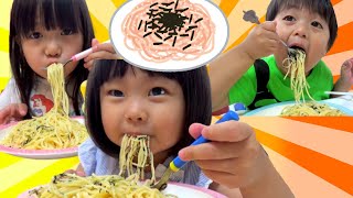 【大食い】★まりちゃんたちのお昼ご飯と晩ご飯をのぞいてみよう！！いっぱい食べることができるかな？？◆まりちゃん　いずちゃん　みなくん　パパ　食育　教育　お昼ご飯　晩ご飯　大食い