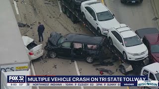 Multi-vehicle pileup crash snarls traffic on Tri-State Tollway