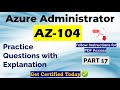 Part 17: AZ 104 Exam Practice Questions | Azure Administrator | Download PDF | #az104examquestions