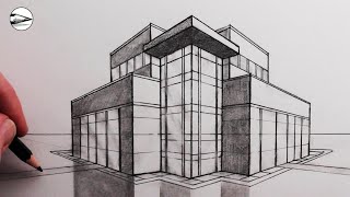How to Draw a Modern House using Two-Point Perspective